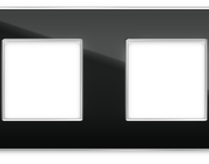 Двухпостовая рамка  стеклянная черная "Эстетика" GL-P102-BC