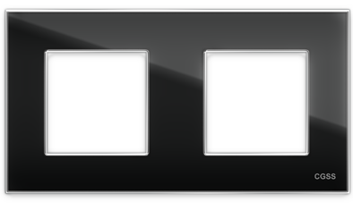 Двухпостовая рамка  стеклянная черная "Эстетика" GL-P102-BC