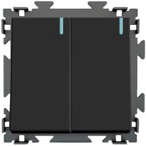 Двухклавишный  черный выключатель CGSS «Практика»  PL-W102-BCM